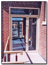 new church entrance - door & rail detail